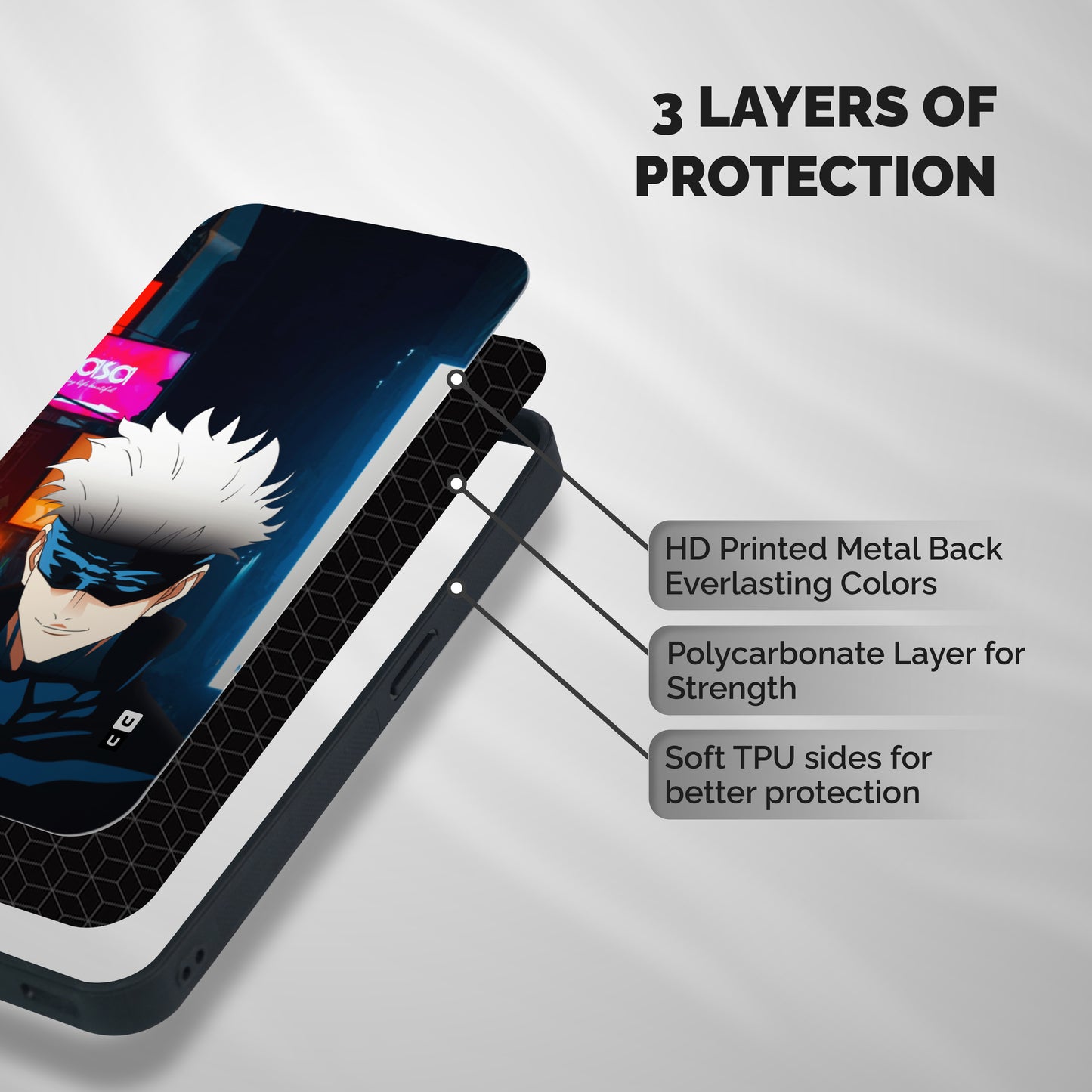 Gojo Smiles Shockproof Hybrid Protection (Metal + TPU) Back Case Cover
