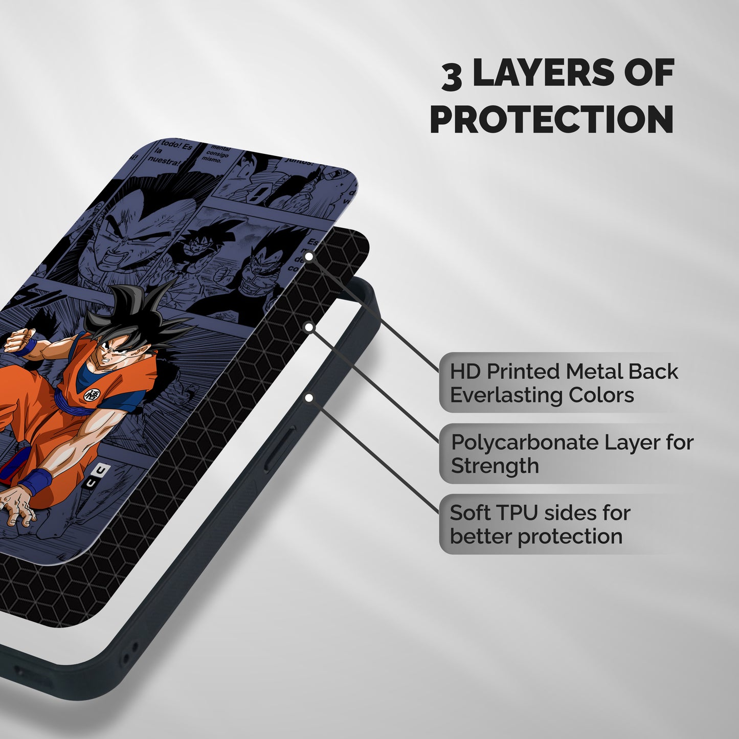 Goku Manga Art Shockproof Hybrid Protection (Metal + TPU) Back Case Cover