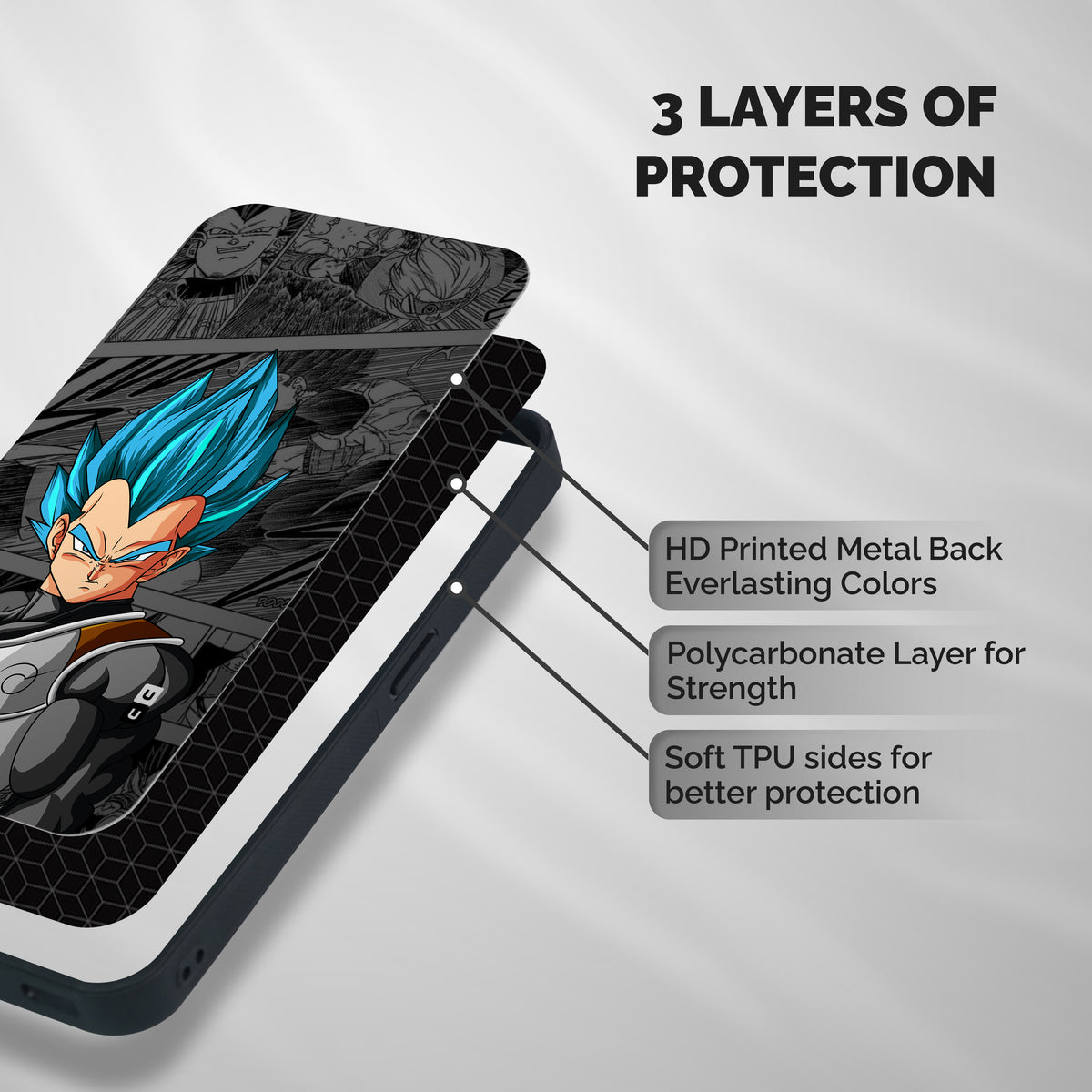 Goku Vegeta Art Shockproof Hybrid Protection (Metal + TPU) Back Case Cover