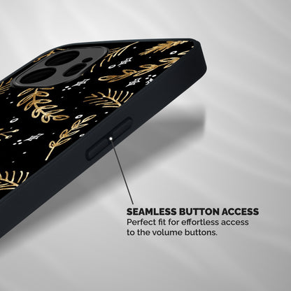 Gold Palm Leaves Shockproof Hybrid Protection (Metal + TPU) Back Case Cover