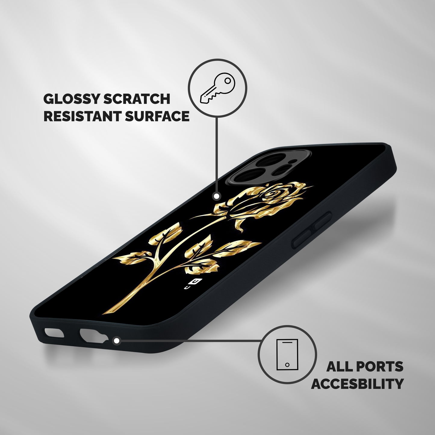 Gold Rose Shockproof Hybrid Protection (Metal + TPU) Back Case Cover