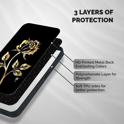 Gold Rose Shockproof Hybrid Protection (Metal + TPU) Back Case Cover