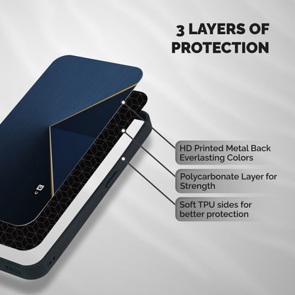 Golden Blue Triangle Shockproof Hybrid Protection (Metal + TPU) Back Case Cover