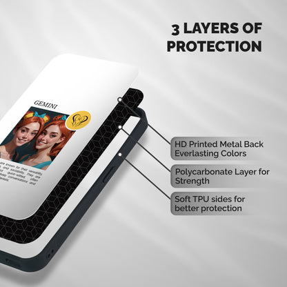 Golden Gemini Shockproof Hybrid Protection (Metal + TPU) Back Case Cover