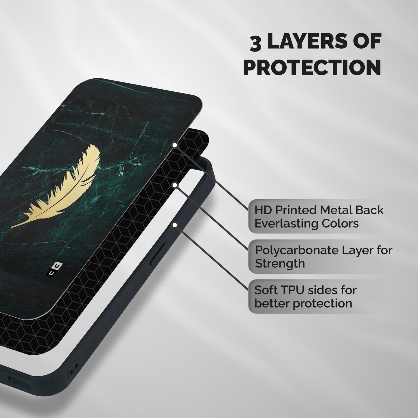 Golden Leaf Shockproof Hybrid Protection (Metal + TPU) Back Case Cover