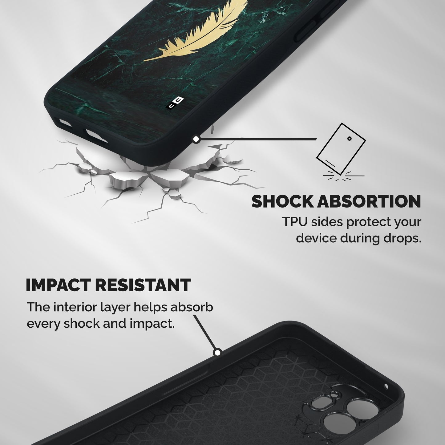 Golden Leaf Shockproof Hybrid Protection (Metal + TPU) Back Case Cover