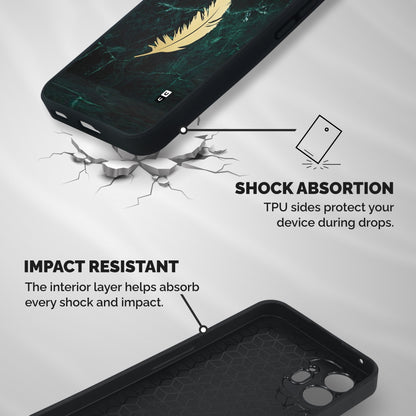 Golden Leaf Shockproof Hybrid Protection (Metal + TPU) Back Case Cover