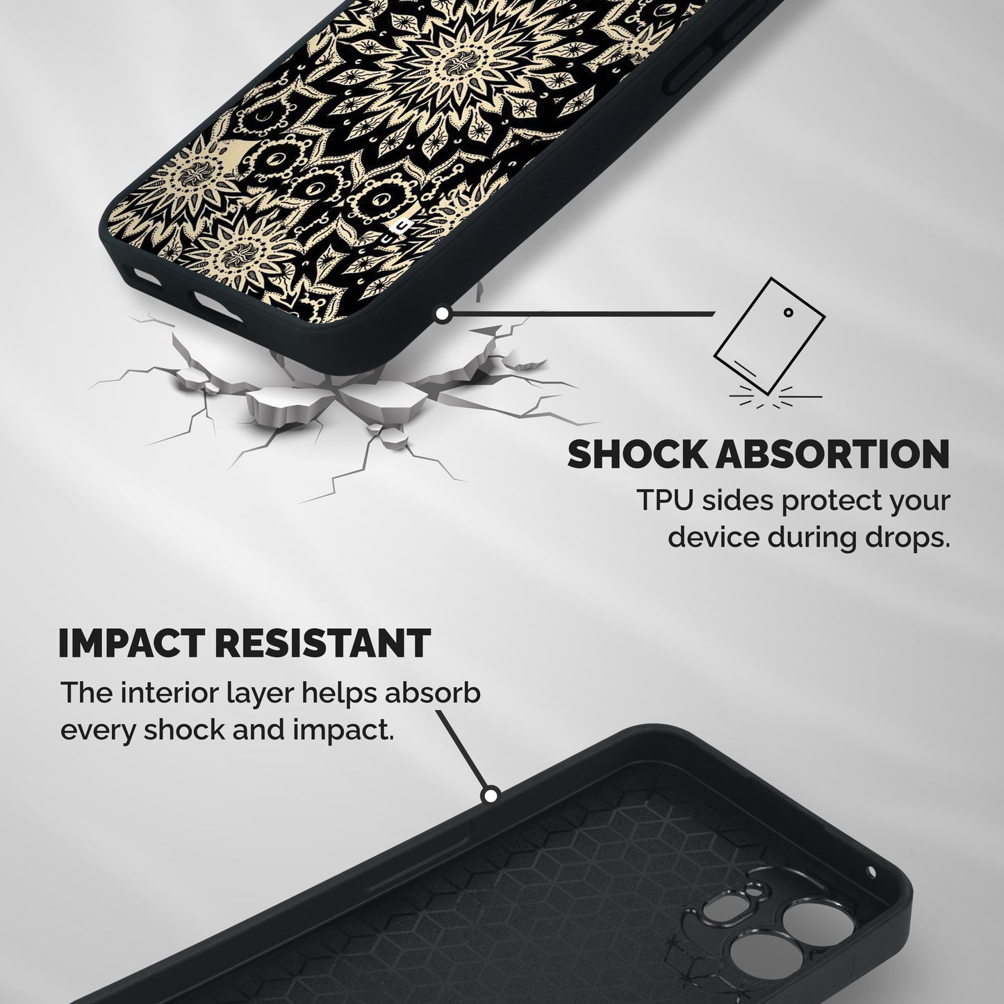 Golden Mandala Shockproof Hybrid Protection (Metal + TPU) Back Case Cover