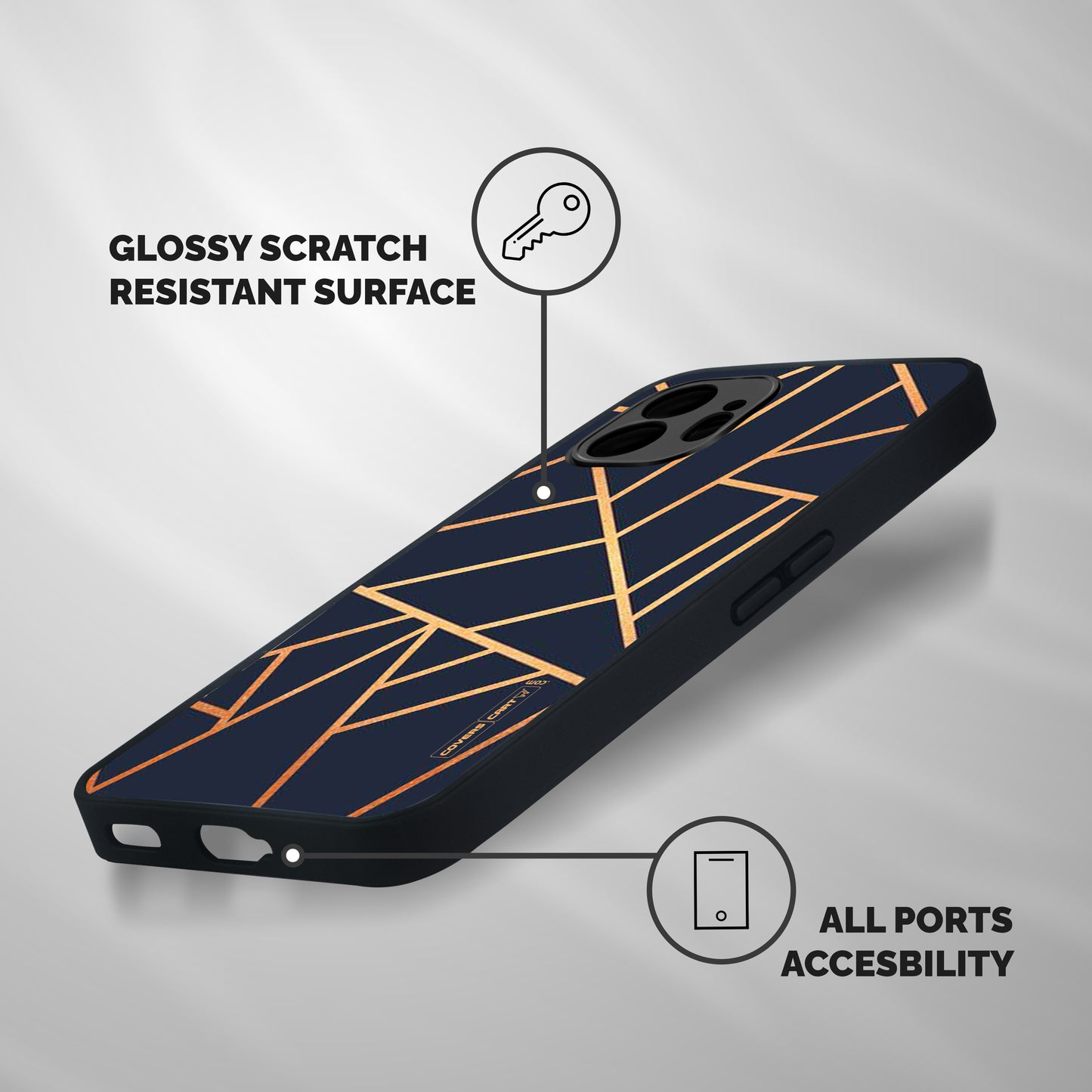 Golden Pattern Shockproof Hybrid Protection (Metal + TPU) Back Case Cover