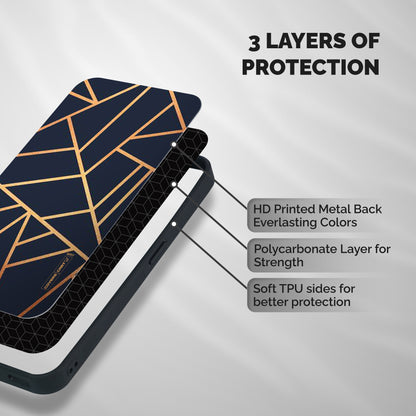 Golden Pattern Shockproof Hybrid Protection (Metal + TPU) Back Case Cover