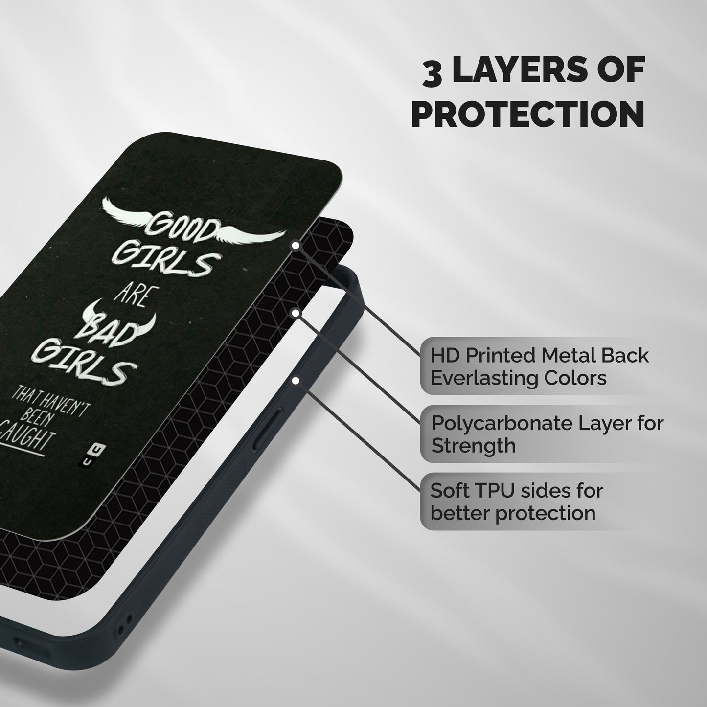 Good Bad Girls Shockproof Hybrid Protection (Metal + TPU) Back Case Cover