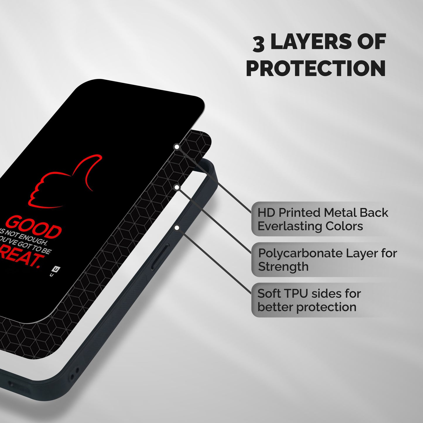 Good Great Shockproof Hybrid Protection (Metal + TPU) Back Case Cover