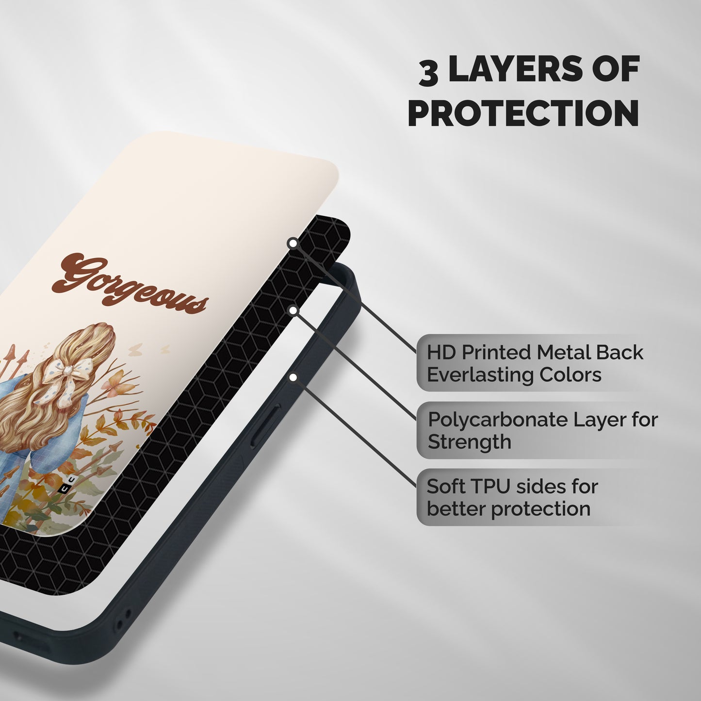 Gorgeous Girl Shockproof Hybrid Protection (Metal + TPU) Back Case Cover