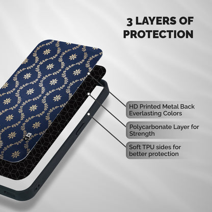 Gorgeous Gold Leaf Pattern Shockproof Hybrid Protection (Metal + TPU) Back Case Cover