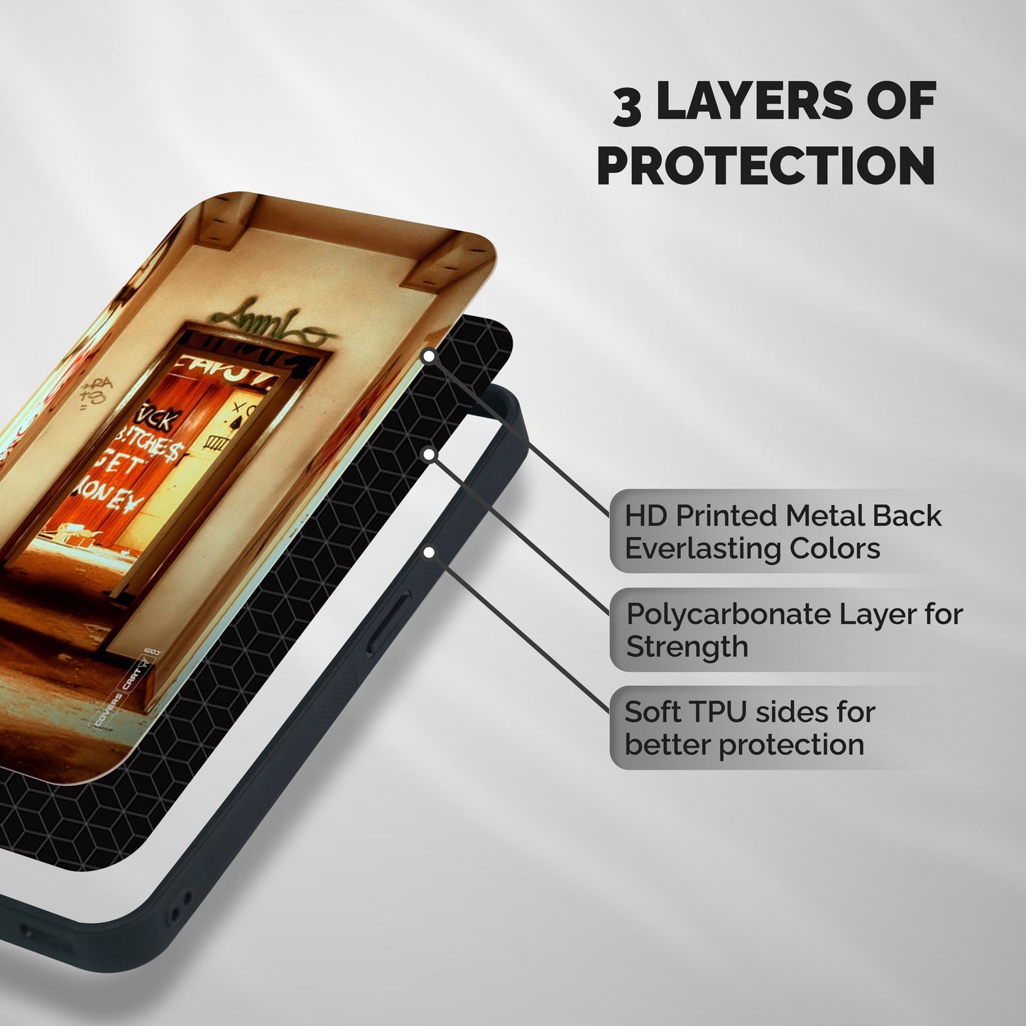 Grafitty Door Shockproof Hybrid Protection (Metal + TPU) Back Case Cover
