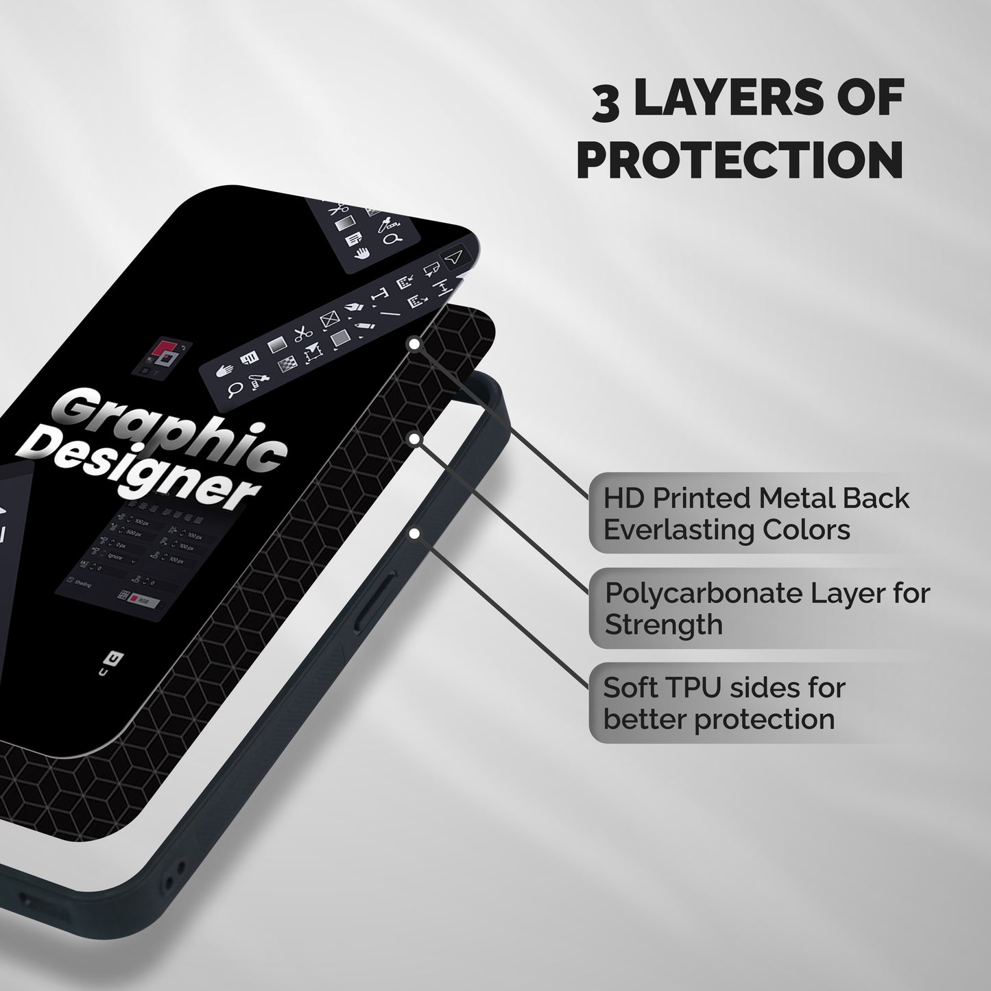 Graphic Designer Tools Shockproof Hybrid Protection (Metal + TPU) Back Case Cover