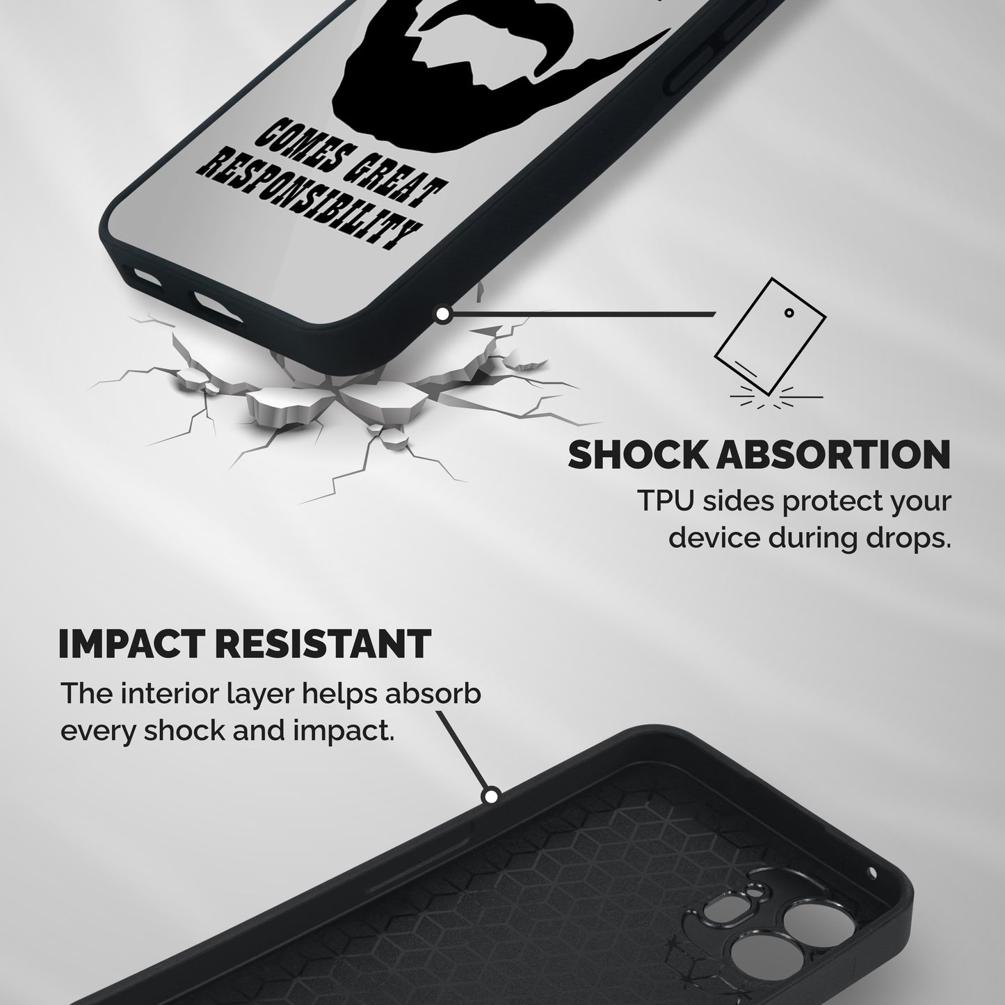 Great Beard Great Responsibility Shockproof Hybrid Protection (Metal + TPU) Back Case Cover