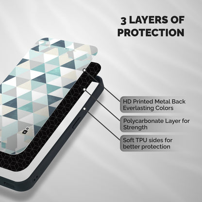 Green And Grey Pattern Shockproof Hybrid Protection (Metal + TPU) Back Case Cover