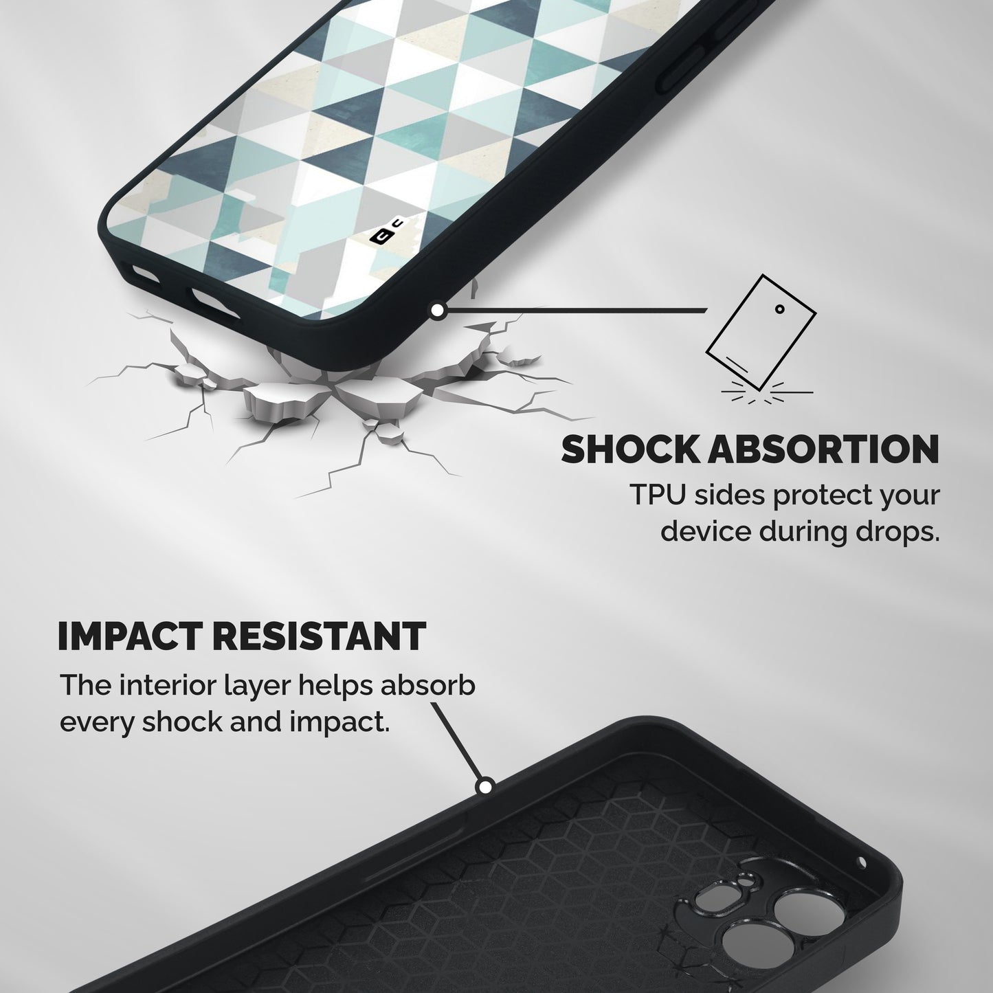 Green And Grey Pattern Shockproof Hybrid Protection (Metal + TPU) Back Case Cover