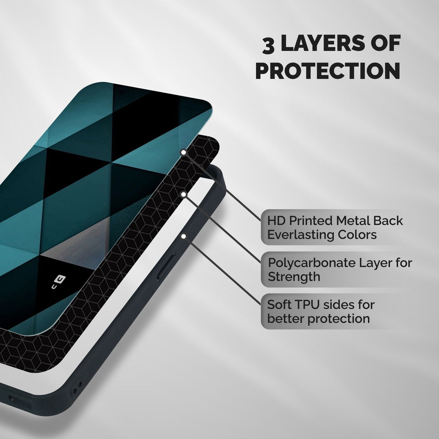Green Black Shapes Shockproof Hybrid Protection (Metal + TPU) Back Case Cover