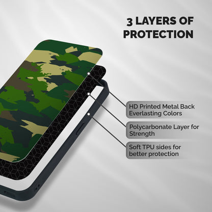Green Camouflage Army Shockproof Hybrid Protection (Metal + TPU) Back Case Cover