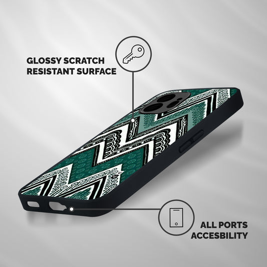 Green Chevron Shockproof Hybrid Protection (Metal + TPU) Back Case Cover