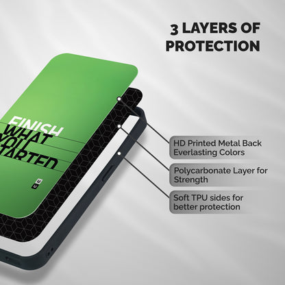 Green Finish Shockproof Hybrid Protection (Metal + TPU) Back Case Cover