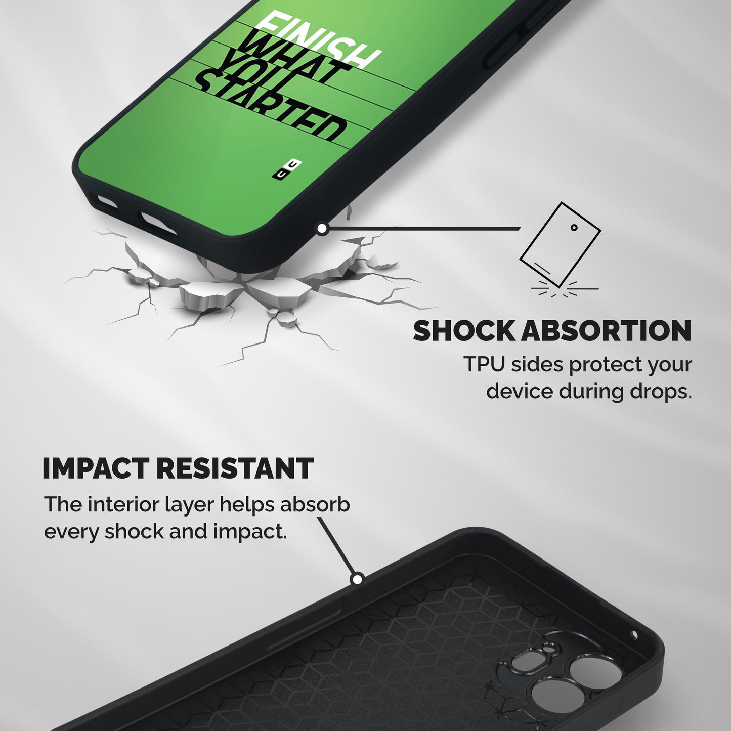 Green Finish Shockproof Hybrid Protection (Metal + TPU) Back Case Cover
