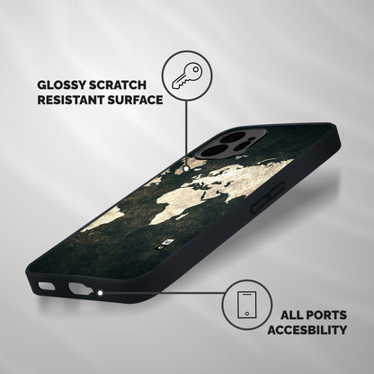 Green Gold Map Design Shockproof Hybrid Protection (Metal + TPU) Back Case Cover