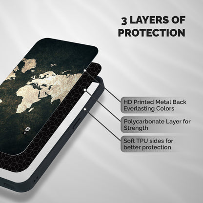 Green Gold Map Design Shockproof Hybrid Protection (Metal + TPU) Back Case Cover