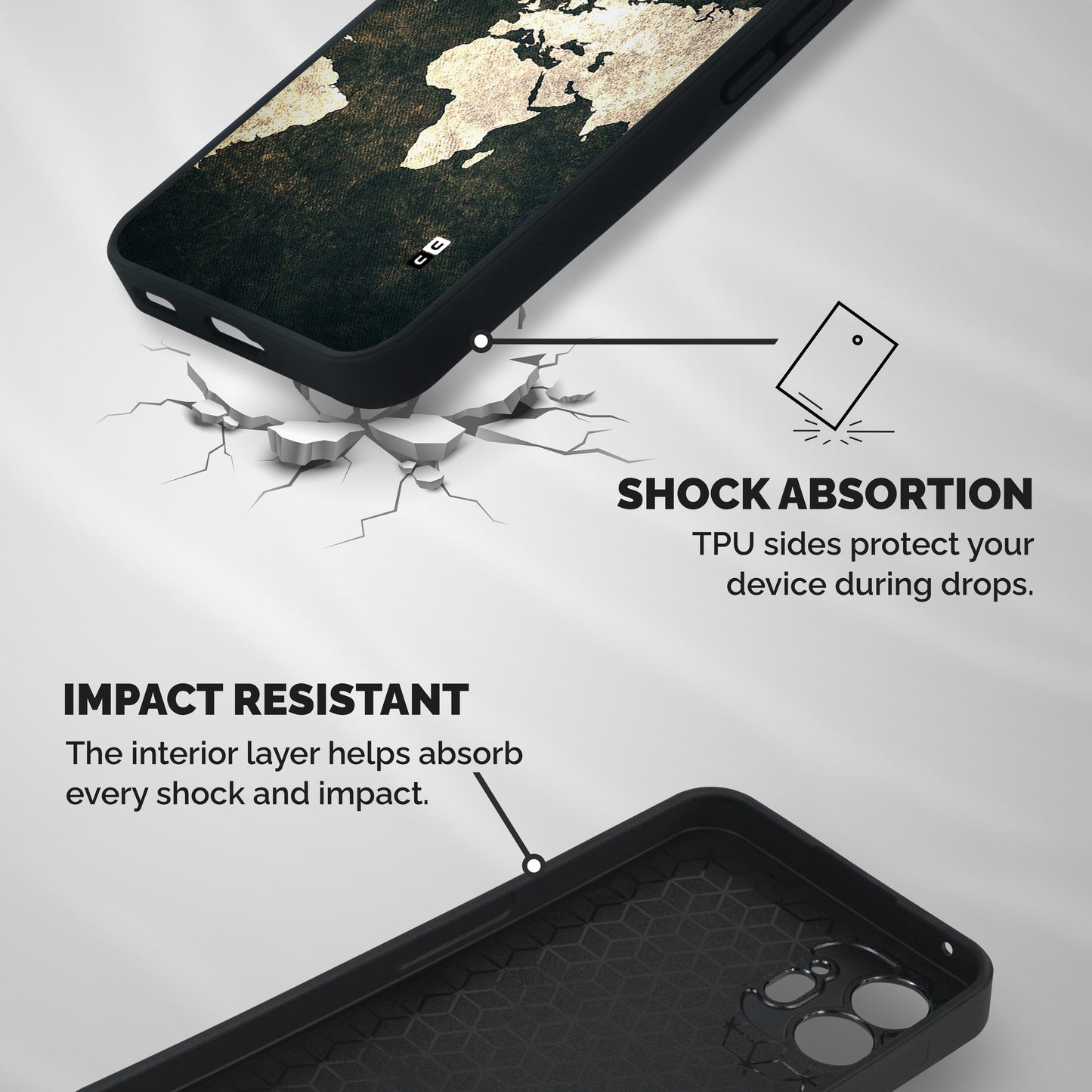 Green Gold Map Design Shockproof Hybrid Protection (Metal + TPU) Back Case Cover