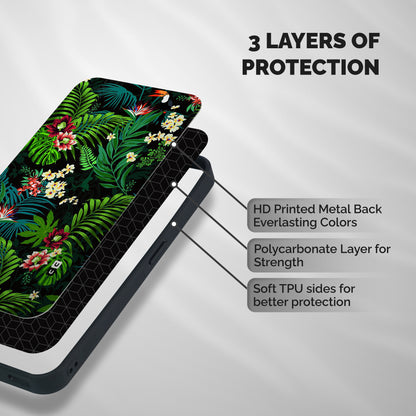 Green Leaf Design Shockproof Hybrid Protection (Metal + TPU) Back Case Cover