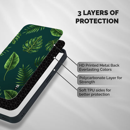 Green Leafs Shockproof Hybrid Protection (Metal + TPU) Back Case Cover