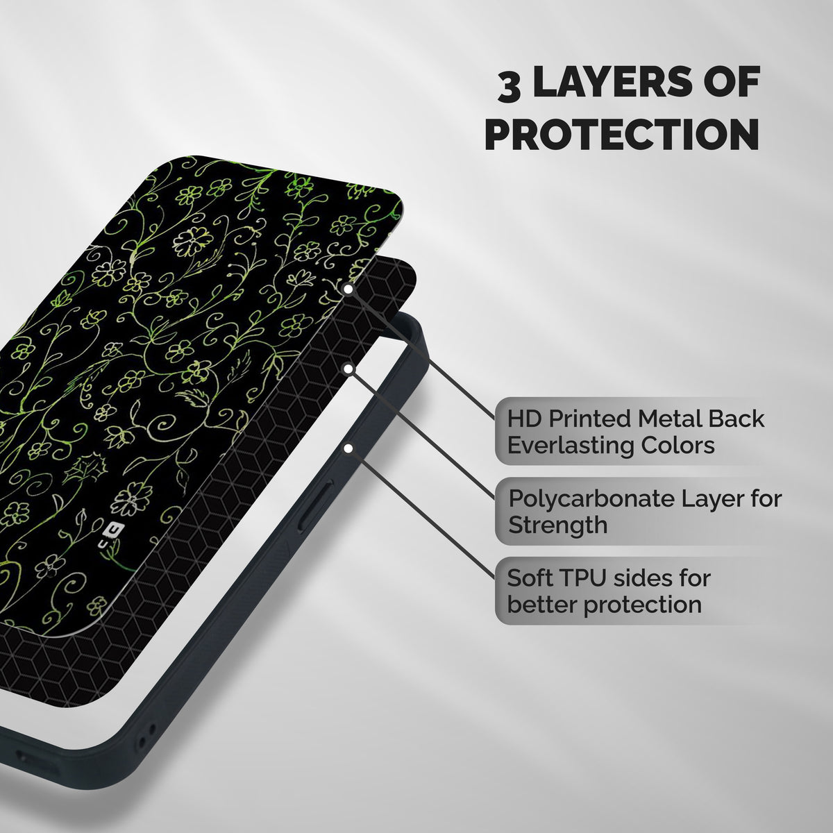 Green Leaves Shockproof Hybrid Protection (Metal + TPU) Back Case Cover