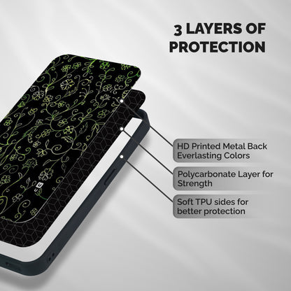 Green Leaves Shockproof Hybrid Protection (Metal + TPU) Back Case Cover