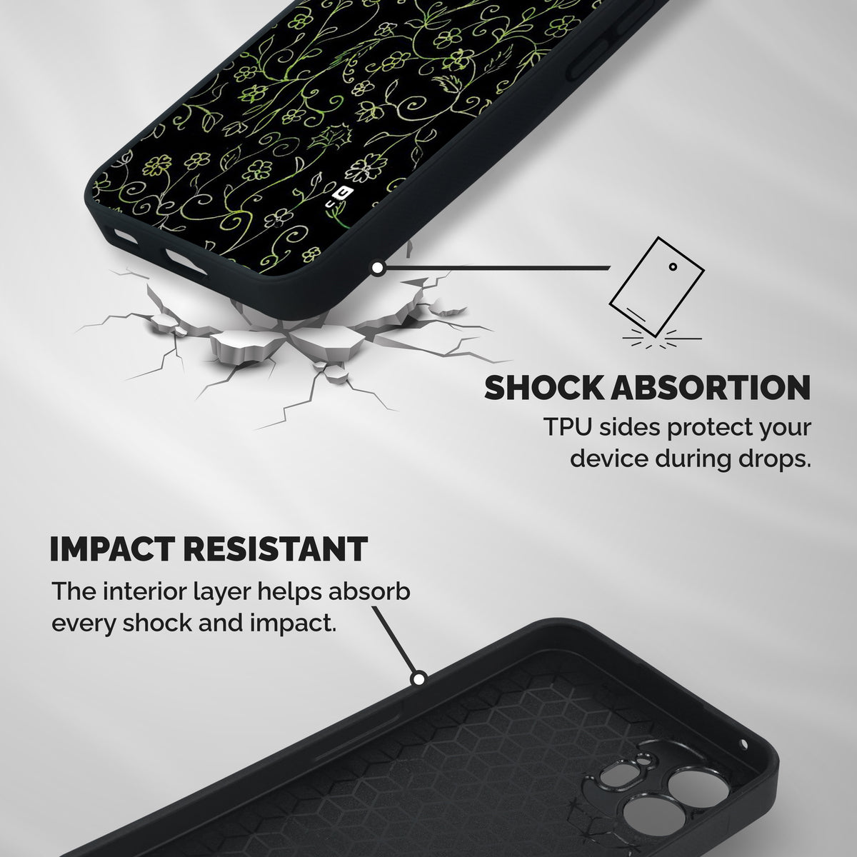 Green Leaves Shockproof Hybrid Protection (Metal + TPU) Back Case Cover