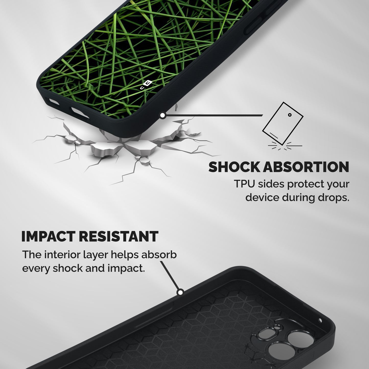 Green Lines Shockproof Hybrid Protection (Metal + TPU) Back Case Cover