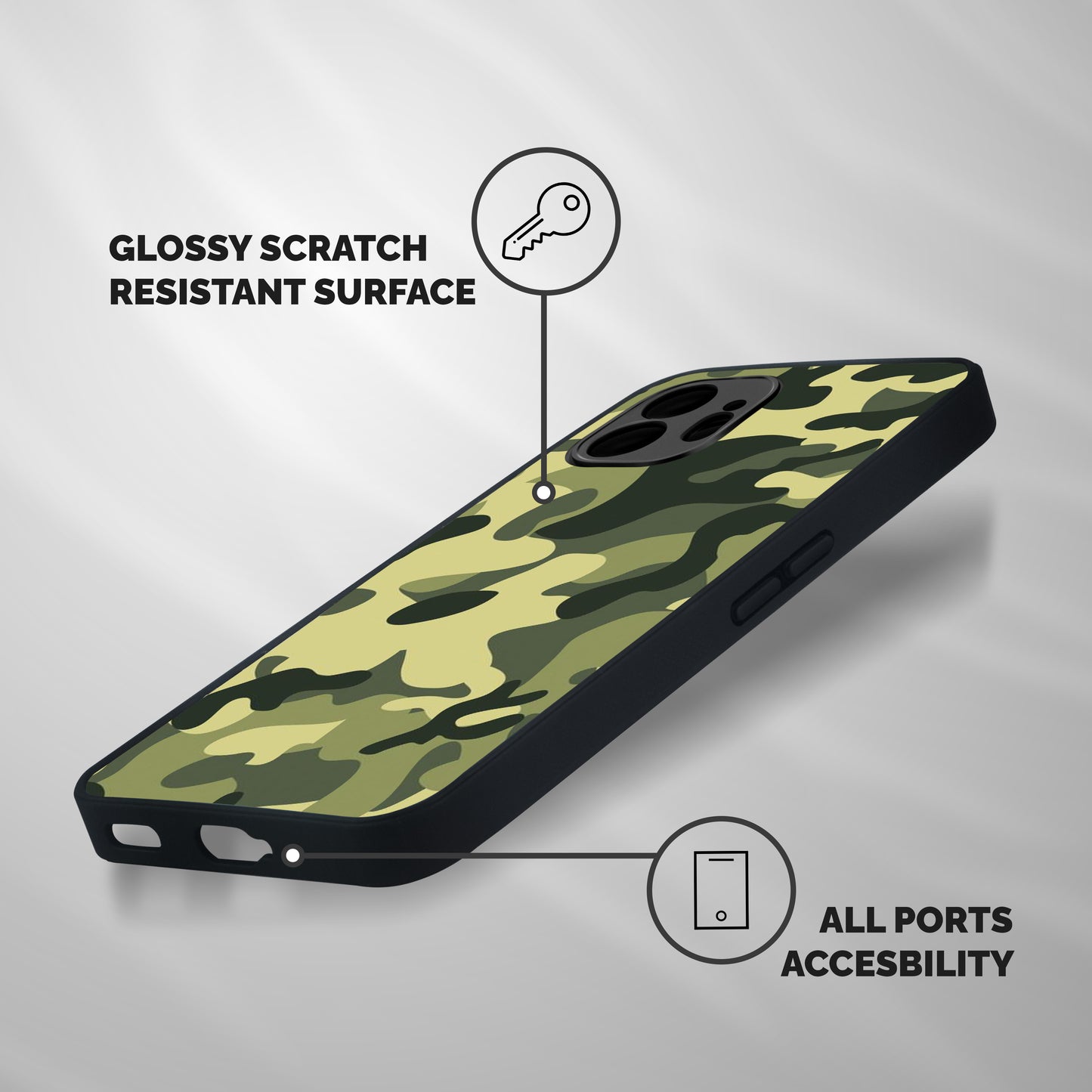 Green Military Pattern Shockproof Hybrid Protection (Metal + TPU) Back Case Cover