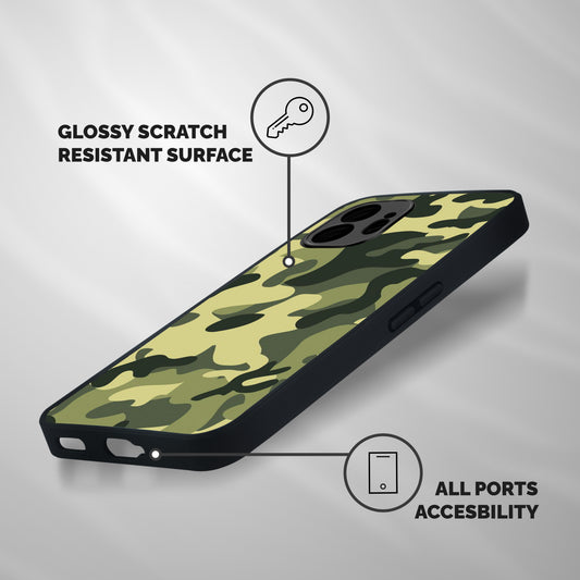 Green Military Pattern Shockproof Hybrid Protection (Metal + TPU) Back Case Cover