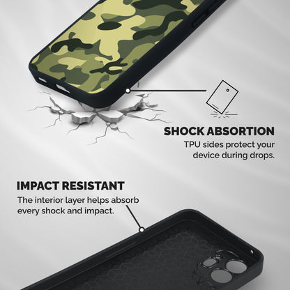Green Military Pattern Shockproof Hybrid Protection (Metal + TPU) Back Case Cover