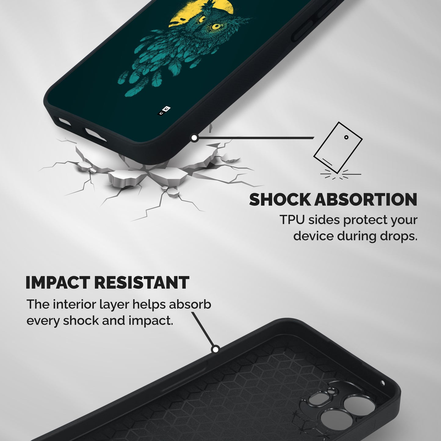 Green Owl Shockproof Hybrid Protection (Metal + TPU) Back Case Cover