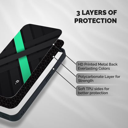 Green Stripe Diagonal Shockproof Hybrid Protection (Metal + TPU) Back Case Cover