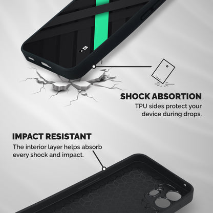 Green Stripe Diagonal Shockproof Hybrid Protection (Metal + TPU) Back Case Cover