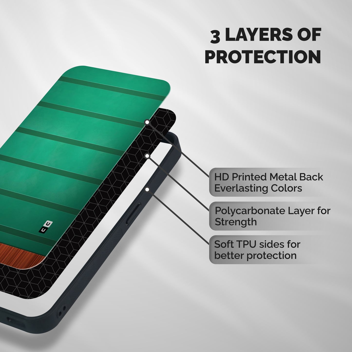 Green Wood Stripes Shockproof Hybrid Protection (Metal + TPU) Back Case Cover