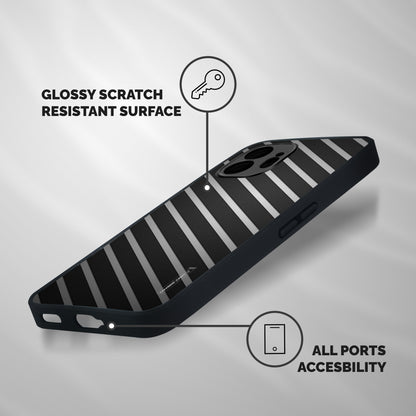 Grey And Black Stripes Shockproof Hybrid Protection (Metal + TPU) Back Case Cover
