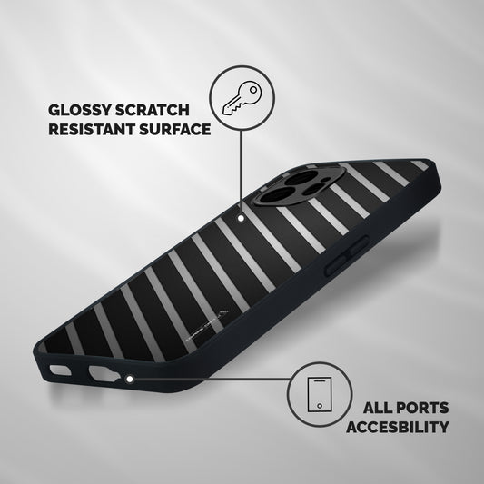 Grey And Black Stripes Shockproof Hybrid Protection (Metal + TPU) Back Case Cover