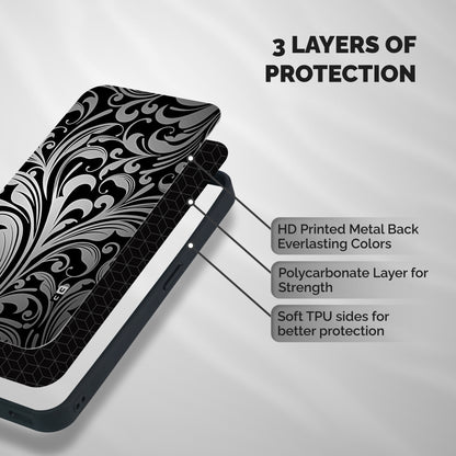 Grey Beauty Pattern Shockproof Hybrid Protection (Metal + TPU) Back Case Cover