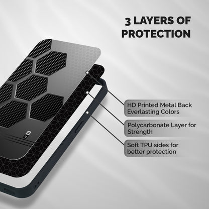 Grey Black Hexa Shockproof Hybrid Protection (Metal + TPU) Back Case Cover