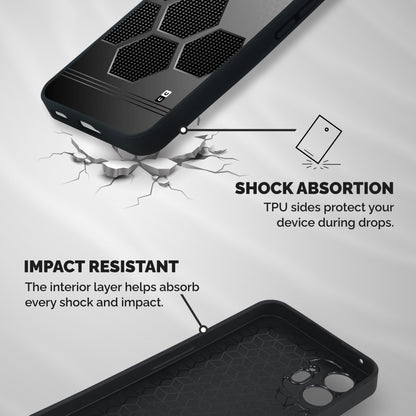 Grey Black Hexa Shockproof Hybrid Protection (Metal + TPU) Back Case Cover