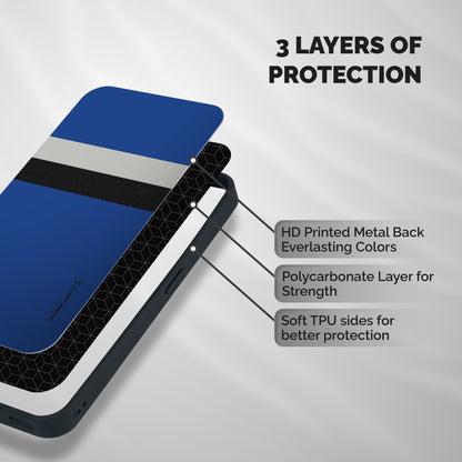 Grey Black Strips Shockproof Hybrid Protection (Metal + TPU) Back Case Cover